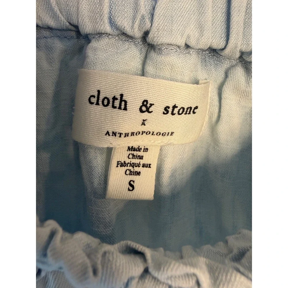 Cloth & Stone Anthropologie Acid Wash Tencel Cami Ruffle Tank Top Blue Small - Picture 3 of 6